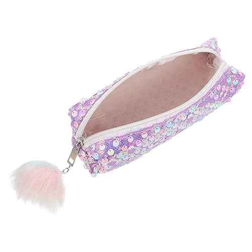 SOIMISS Glitzer Federmäppchen mit Reißverschluss Tragbares Mäppchen Langlebigem Multifunktionale Kosmetiktasche und Stifteetui für Schüler Handlich und Leicht zu Reinigen Lila von SOIMISS