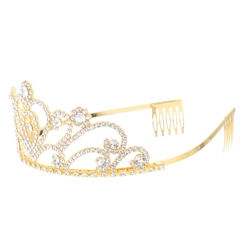 SOIMISS Goldene Tiara Krone mit Liebesherz Design Funkelnde Braut Haarschmuck Leichtes Komfortables Stirnband für Hochzeit Tanzparty und Festliche Anlässe von SOIMISS