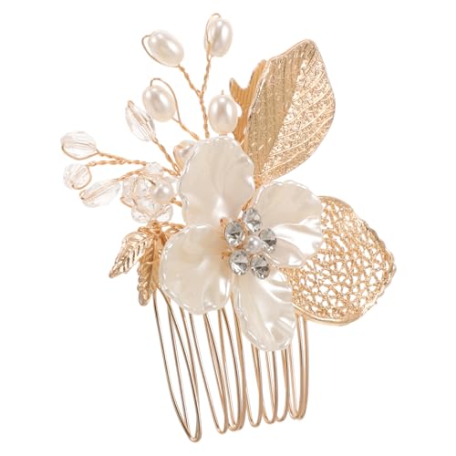SOIMISS Goldener Haarkamm mit Perlen und Design Langlebiger Brautschmuck Eleganter Damenkopfschmuck für Hochzeit Party und Besondere Anlässe von SOIMISS