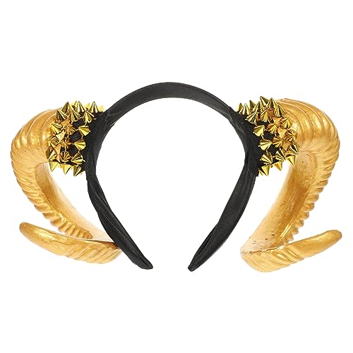 SOIMISS Goldener Horn Haarreif mit Nieten Kreativer Kopfschmuck für Halloween Kostüme Verstellbarer Haarschmuck für Karneval Cosplay und Partys Langlebiges und Bequemes Party Accessoire von SOIMISS