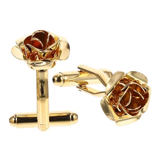 SOIMISS Goldfarbene Manschettenknöpfe Damen Rosenmotiv Blüten Cufflinks für Hemdaccessoire Hochzeit Business Anzug Herren von SOIMISS
