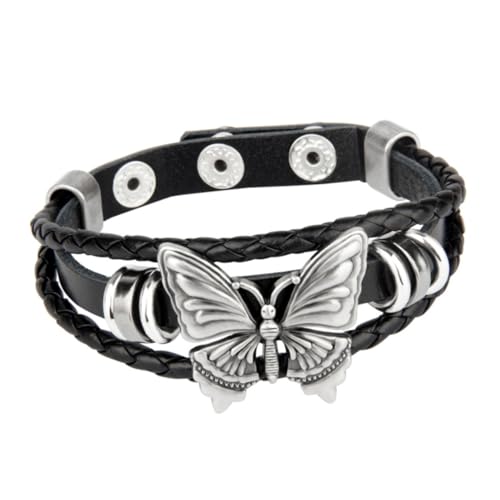 SOIMISS Gothic Punk Schmetterling Manschette Armband Geflochten Unisex Cuff Bracelet Rocker Schmuck Für Männer Frauen Langlebig Hautfreundlich von SOIMISS