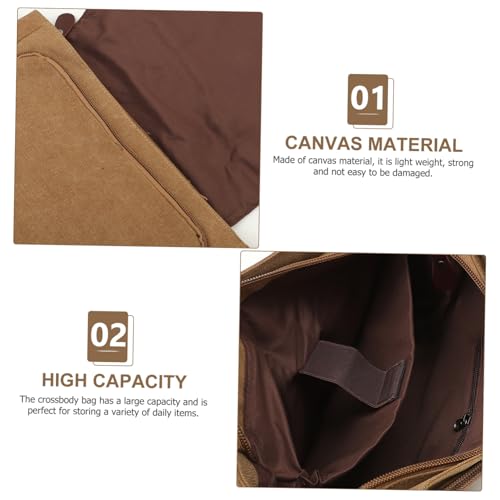 SOIMISS Große Canvas Umhängetasche für Männer Messenger Bag mit Verstellbarem Schultergurt Freizeit Crossbody Tasche für Arbeit Reisen Schule Robust und Vielseitig Khaki von SOIMISS