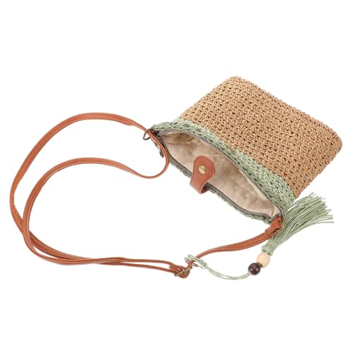 SOIMISS Große Damen Strandtasche mit Quaste Geflochtene Sommertasche Leichte Schultertasche für Urlaub Alltag und Strand Modische Grüne Umhängetasche mit Großem Fassungsvermögen SOIMISS Große Damen Strandtasche mit Quaste Geflochtene Sommertasche Leichte Schultertasche für Urlaub Alltag und Strand Modische Grüne Umhängetasche mit Großem Fassungsvermögen von SOIMISS