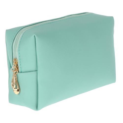 SOIMISS Große PU Kosmetiktasche Damen Quadratisch mit Kreuzmuster Geräumige Makeup Tasche Leichte Kulturtasche für Reisen Business Alltag Handliche Waschtasche in Hellgrün von SOIMISS