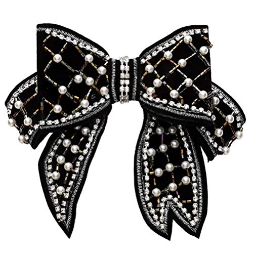 SOIMISS Große Schleife Haarspangen Strass Perle Haarnadeln Perlen Bowknot Krokodilklemmen Haarspange Vintage Glitter Bobby Pins für Frauen Mädchen Party Haarschmuck (Schwarz) von SOIMISS