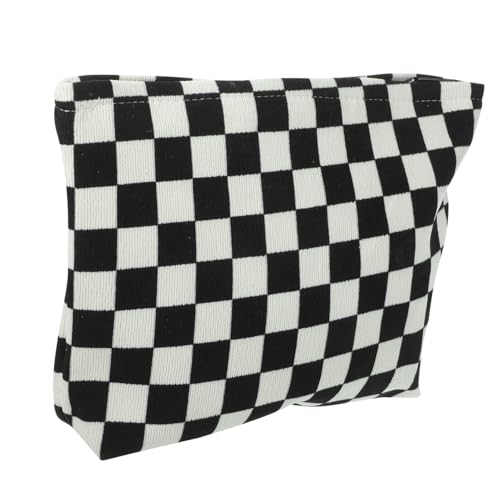 SOIMISS Große Schminktasche Damen Tragbare Kosmetiktasche mit Karomuster Leichter Kulturbeutel für Make Up Aufbewahrung Multifunktionale Reise Waschtasche für Schmuck und Elektronik von SOIMISS