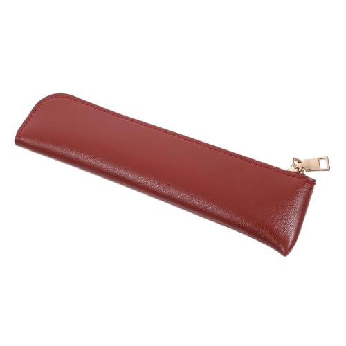 SOIMISS Großes Federmäppchen mit Reißverschluss Retro Stil Multifunktionale Stifttasche aus PU Leder Großer Stauraum für Schule Büro Makeup und Reisen Braunes Schreibwarenetui von SOIMISS