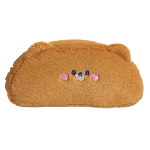 SOIMISS Großes Plüsch Federmäppchen Mädchen Tragbare Multifunktionale Stifteetui mit Großem Fassungsvermögen Weiche Schreibwaren Aufbewahrungstasche für Schule Reise und Alltag Braunes von SOIMISS