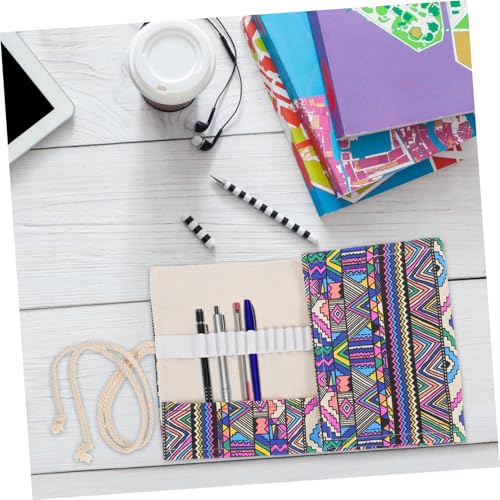 SOIMISS Großes Rollmäppchen aus Strapazierfähigem Canvas mit Dekorativem Ethnischem Muster Große Kapazität für Stifte Tragbares Kleines Federmäppchen für Buntstifte Aquarellstifte Pinsel von SOIMISS