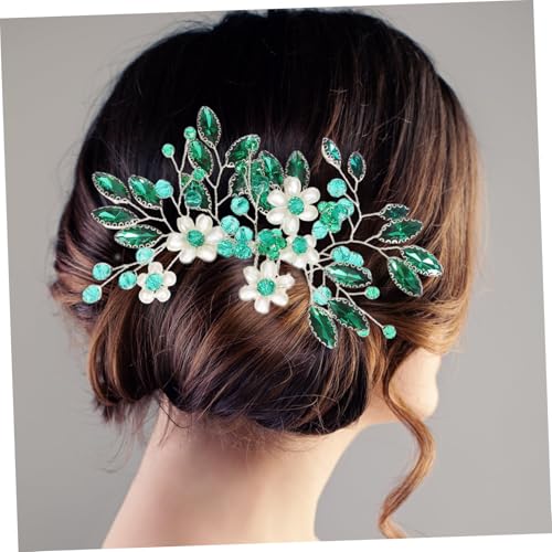 SOIMISS Grüner Haarkamm mit Floralem Design Handgefertigter Brautschmuck für Hochzeit Abschlussball und Festliche Anlässe Eleganter Haarschmuck für Frauen und Prom von SOIMISS