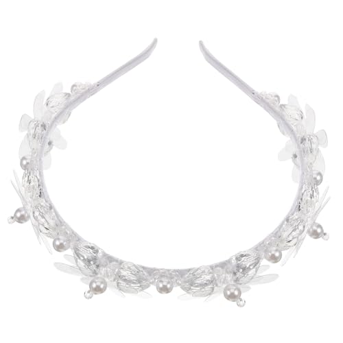 SOIMISS Perlen Stirnband Für Damen Kopfschmuck Mit Blumenverzierungen Aus Perlen Und Kristallen Leichtes Und Angenehmes Transparentes Material Vielseitiges Haaraccessoire Für Besondere von SOIMISS