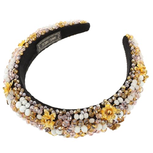 SOIMISS Haarreif Damen mit Strassbesatz Weiches Gepolstertes Samt Stirnband Rutschfestes Haarschmuck Accessoire für Frauen und Mädchen Elegante Kopfbedeckung für Alltag und Party Braun von SOIMISS