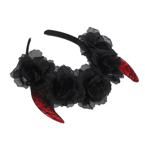 SOIMISS Halloween Horn Headband mit Schwarzen Rosen Leichtes Kopfschmuck Accessoire für Party Cosplay und Kostüme Dekorativ und Angenehm zu Tragen von SOIMISS