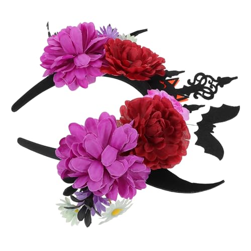 SOIMISS Halloween Stirnband Dunkles Teufelshorn mit Fledermausblumen Cosplay Haarreif Leicht Tragbar Komfortabel für Frauen Mädchen Party Halloween Kostüm Zubehör von SOIMISS