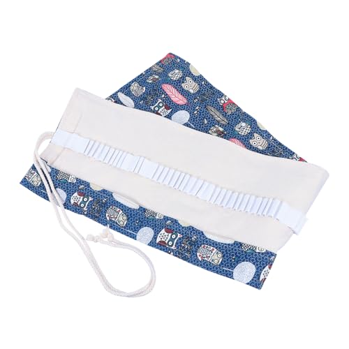 SOIMISS Handgefertigte Eulen Motiv Leinwand Stifterolle mit Fächern Langlebiges Federmäppchen zum Aufrollen Praktischer Stifthalter für Schule und Künstler Perfekter Bleistift Organizer von SOIMISS