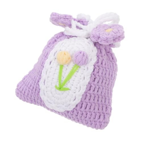 SOIMISS Handgefertigte Gehäkelte Mini Münzbörse mit Zugband Weiches Garn Kleine Damen Geldbörse Leichte Tragbare Tasche für Kleingeld und Accessoires Modisches Design von SOIMISS