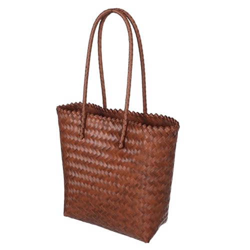 SOIMISS Rattan-imitat Einkaufstasche Gewebte Korbtasche Strandtasche Handtasche Umhängetasche Strohhandtasche Vintage-tragetasche Bohemian-stil Tasche Einkaufstasche Für Freizeit Und von SOIMISS