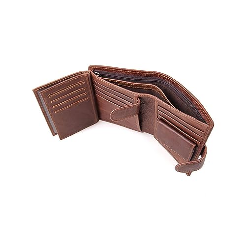 SOIMISS Herren Bifold Geldbörse Retro Portemonnaie mit Großer Kapazität Multifunktionale Clutch für Karten Bargeld und Ausweise Kaffeefarbe für Büro und Freizeit von SOIMISS