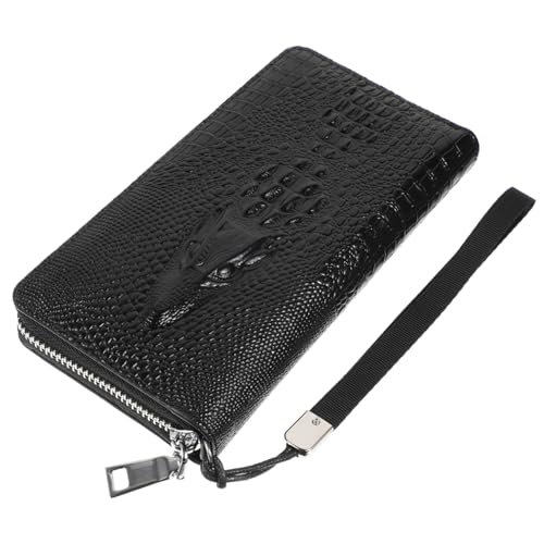 SOIMISS Herren Geldbörse aus PU mit Großem Fassungsvermögen Alligator Prägung Reißverschluss Multifunktional für Viele Karten Modisches Portemonnaie Langlebig und Praktisch Schwarz von SOIMISS