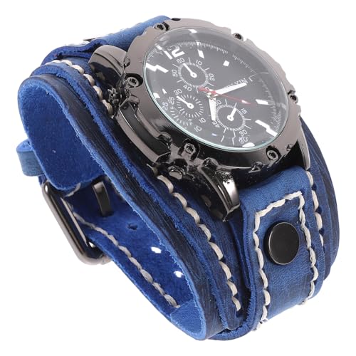 SOIMISS Herren Lederarmbanduhr Vintage Stil Verstellbares Rindslederarmband Komfortable Freizeit Uhr für Männer Retro Design Passend für Alltag und Büro von SOIMISS