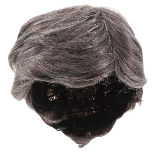 SOIMISS Herren Perücke Kurz Silber Wärmeresistente Synthetische Haar Toupee Für Halloween Cosplay Alte Männer Stil Leicht Atmungsaktiv Komfortabel von SOIMISS
