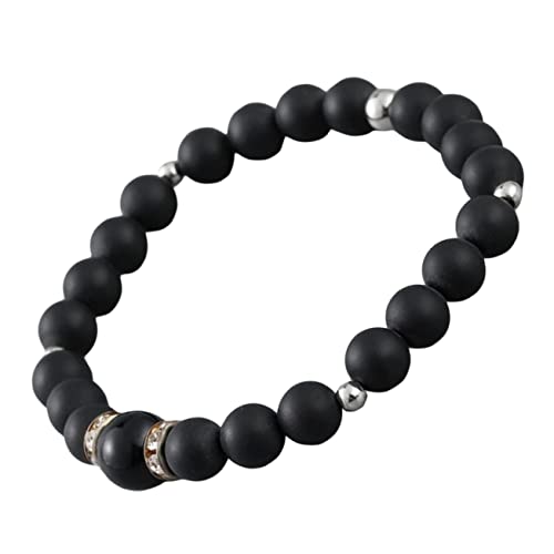 SOIMISS Herrenarmband Schwarzem Mattem Stein Verstellbares Geflochtenes Armband für Männer für Freund Ehemann oder Vater Passend zu Jedem Outfit von SOIMISS