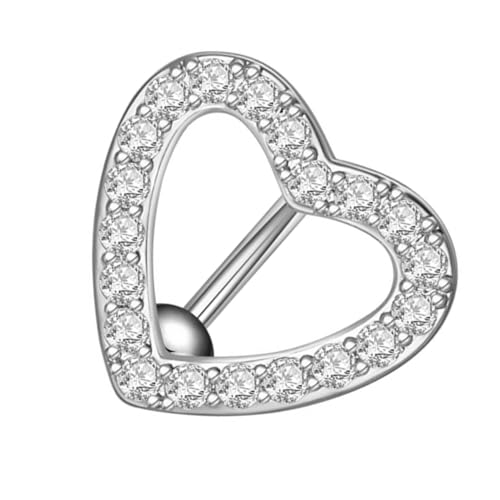 SOIMISS Herzförmiger Bauchnabelpiercing Ring aus Edelstahl mit Zirkonia Langlebig und Rostfrei Modischer Bauchnabelschmuck für Damen Angenehm und Sicher zu Tragen von SOIMISS