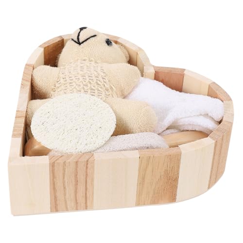 SOIMISS Herzförmiges Geschenkset mit Badeset für Damen Teiliges Kit mit Holz Bärenzubehör für Entspannende Duschen und Wellness für Polterabende und Weihnachten von SOIMISS