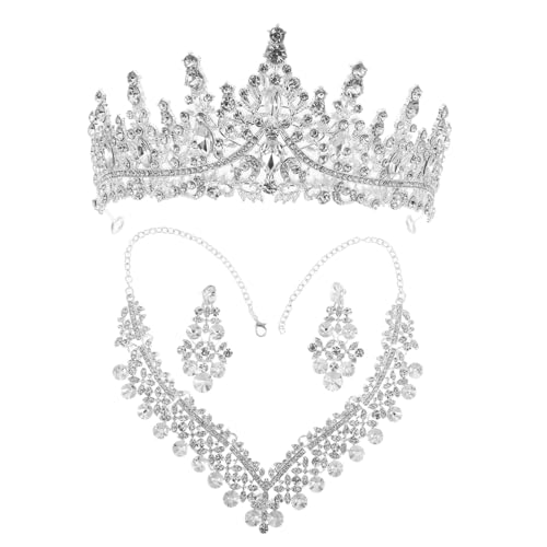 SOIMISS Hochzeit Schmuckset Damen Braut Strass Diadem Halskette Ohrringe Set Silber Elegant Europäisch Für Hochzeit Party Abschlussball von SOIMISS