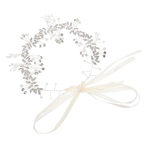 SOIMISS Hochzeits Perlen Haarband Weiß Eleganter Brautschmuck mit Funkelnden Schmuckelementen Leichter Haarschmuck für Damen und Mädchen Komfortabel Ganztägig Tragbar Vintage Stirnband von SOIMISS
