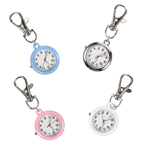 SOIMISS 4stücke Krankenschwesteruhr Mit Leuchtzeiger Clip-Uhren Für Damen Und Herren Runde Taschenuhren Als Schlüsselanhänger Langlebig Und Praktisch von SOIMISS