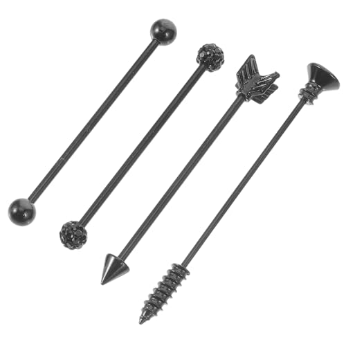 SOIMISS Industrielle Barbell Ohrstecker aus Doppelte Ohrlöcher Design Langlebig und Komfortabel Schwarze Ohrschmuck für Damen und Herren von SOIMISS