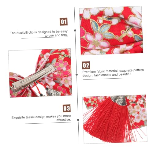 SOIMISS Japanische Haarspange mit Großem Schleifen design und Quasten Leichtes Kimono Haarschmuck für Mädchen und Frauen Festlicher Haarklammer für Alltag Fotoshooting und Party von SOIMISS