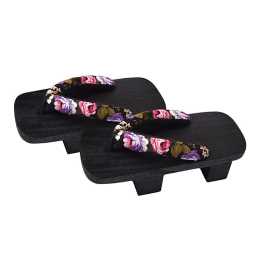 SOIMISS Japanische Holzclogs Sommer Unisex Clogs Slippers mit Zwei zähnen Bequeme Hausschuhe für Männer und Frauen Modische Casual Sandalen mit Blumenmuster Passend von SOIMISS