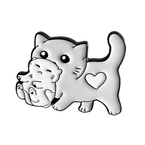 SOIMISS Jeans-Brosche Katze Emaille Cartoon-Abzeichen-Brosche Cartoon-Revers Jacken-Emaille-Brosche Katzenbrosche Tierbrosche broschen für kleidung Kleine Brosche Tier Brosche Light Grey von SOIMISS
