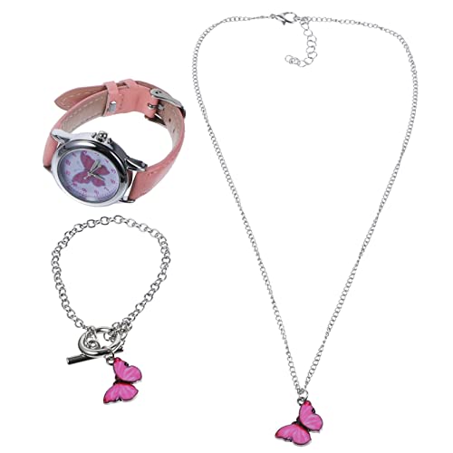 SOIMISS Junge Mädchen Schmetterling Uhr Armband Set Mädchen Cartoon Uhr Halskette Kinderuhr Geburtstag Armbanduhr Mit Armband von SOIMISS
