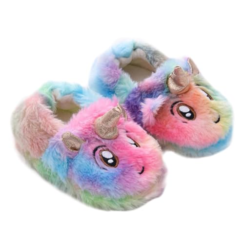 SOIMISS Kinderhausschuhe mit Rutschfester Sohle Warm Gefüttert Bunte Einhorn design Plüsch Hausschuhe für Mädchen und Jungen Weiche Atmungsaktive Schlafzimmer slipper Komfort für Winter von SOIMISS