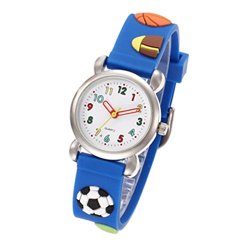 SOIMISS Kinderuhr Fußball PVC Armband Muster Blau Jungen Langlebig Sicher Modisch Leicht Ablesbar von SOIMISS