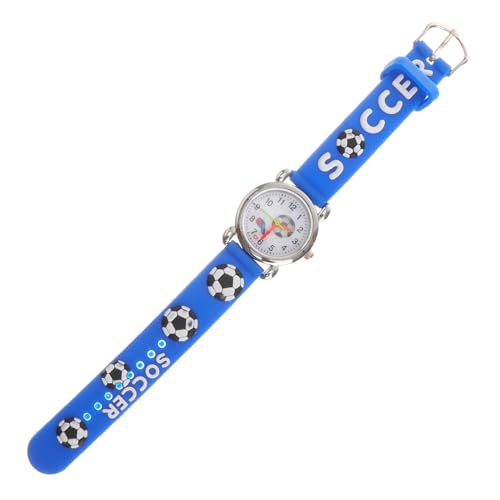 SOIMISS Kinderuhr Fußballmotiv mit Trillerpfeife Cartoon Silikonarmband Blau Jungen Mädchen Armbanduhr Analog Robust und Langlebig für von SOIMISS