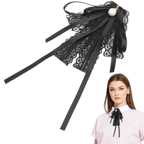 SOIMISS Krawatte Rosa Perle Bogen Brosche Pin Pre Gebunden Krawatte Fliege Spitze Band für Frauen Party Graduation Fliege Revers Pin Anzug Weste Zubehör Schwarz Rote Fliege von SOIMISS