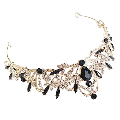 SOIMISS Kristallbesetztes Braut Tiara Stirnband aus Zinklegierung Verstellbare Schwarze Hochzeit Krone Leichtes Flexibles Haarschmuck Accessoire für Braut Geburtstag und Festliche Anlässe von SOIMISS