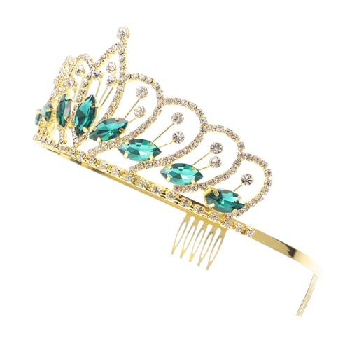 SOIMISS Kristallkrone Braut Tiara mit Glassteinen Dekorative Prinzessinnen Krone für Frauen Hochzeit Polterabend und Party Haarschmuck Eleganter Brautschmuck Grün von SOIMISS