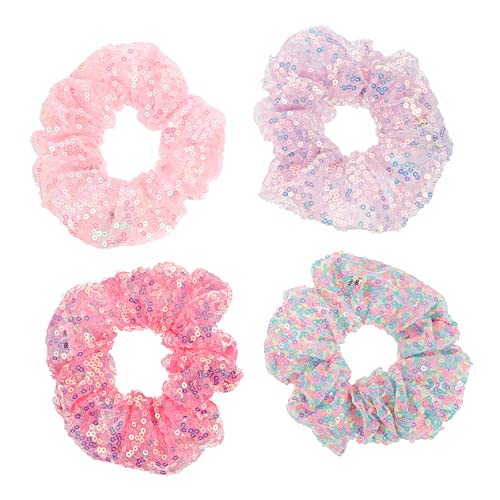 SOIMISS LED Haargummi 4 Stück Leuchtende Haarbänder Elastische Haargummis für Mädchen Netz Haarring Party Kopfschmuck von SOIMISS
