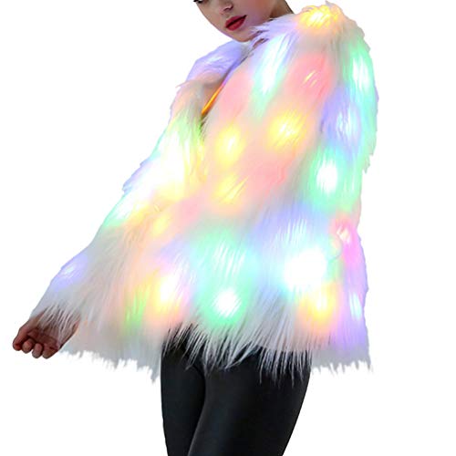 SOIMISS LED Pelzjacke Led Pelzmantel Sparkly Licht up Jacke ? Furry Rave Kostüm Leucht Outwear für Geburtstag Partei Cosplay Partei ? ??e XL LED-Kunstpelzjacke von SOIMISS