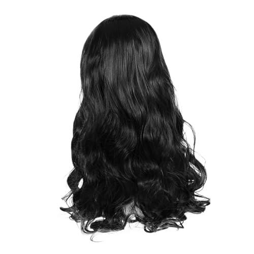 SOIMISS Lange Gewellte Perücke für Frauen Natürlich Wirkend Synthetisches Haar mit Mittelscheitel Hitzebeständig Weich und Komfortabel für Alltag Party Cosplay Schwarzer Farbton von SOIMISS