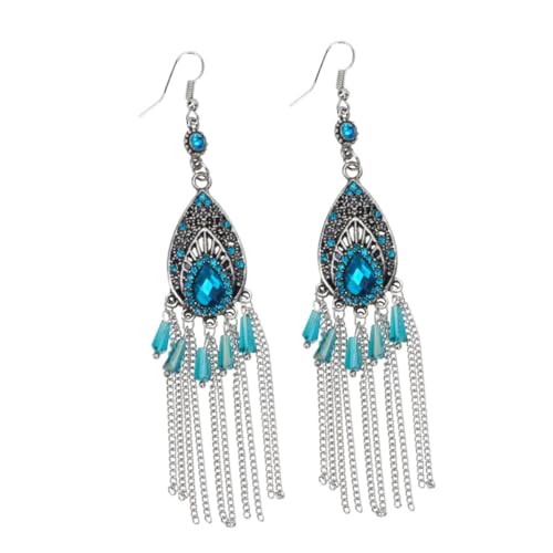 SOIMISS Lange Ohrhänger Damen Wasserfall Ohrringe mit Quaste Tropfenförmig Vintage Stil Ohrschmuck in See Blau Ohraccessoires für Party und Alltag von SOIMISS