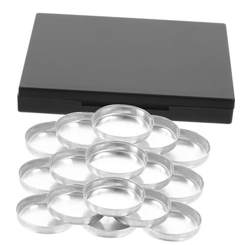 SOIMISS Leere Kompakte Lidschattenbox mit Fächern Schwarz mit Metall Paletten DIY Lidschattenhalter Tragbarer Make Up Organizer mit Spiegel zum Selbermachen und Reisen von SOIMISS