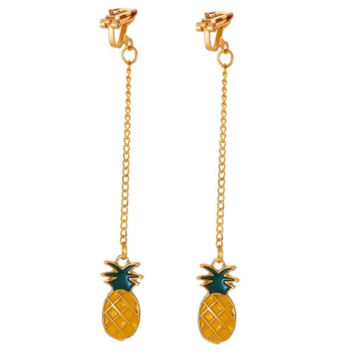 SOIMISS Leichte Ananas Ohrclips Damen Mädchen nicht Durchbohrt Stabile Legierung Komfortabel Vielseitig Tragbar für Geburtstag Hochzeit Feiertage Dekorative Langlebige Ohrschmuck von SOIMISS
