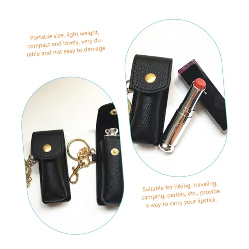 SOIMISS Lippenstifthalter Schlüsselanhänger Schwarz Tragbare Lipstick Case Tasche Kompakt Leicht Für Damen Outdoor Reisen Party Geschenk von SOIMISS